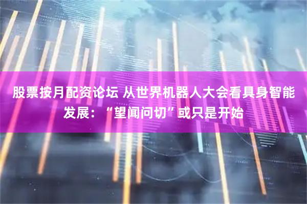 股票按月配资论坛 从世界机器人大会看具身智能发展：“望闻问切”或只是开始