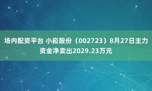 场内配资平台 小崧股份（002723）8月27日主力资金净卖出2029.23万元